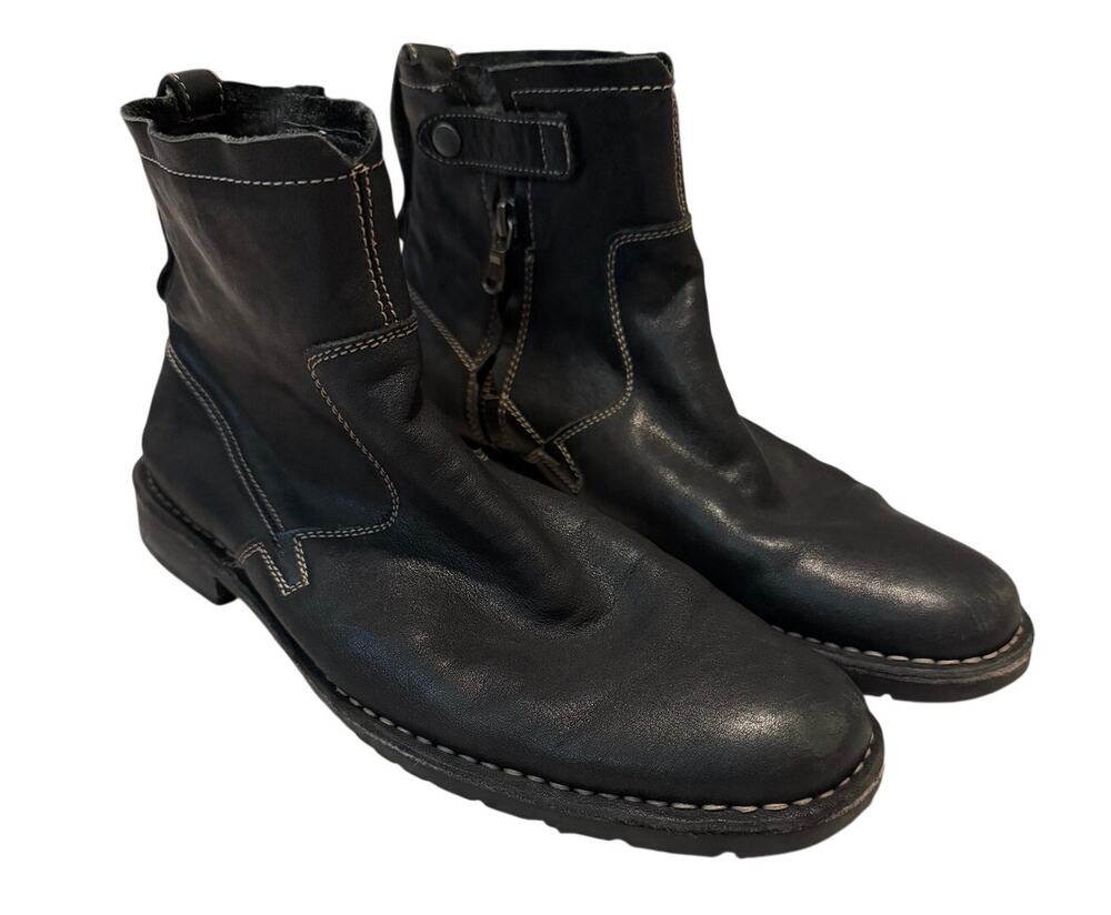 John Varvatos Star USA Driggs Black Leather Side-Zip Boots Men's Size 8 M